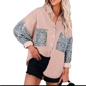 Women’s Leopard Contrast Denim Jacket